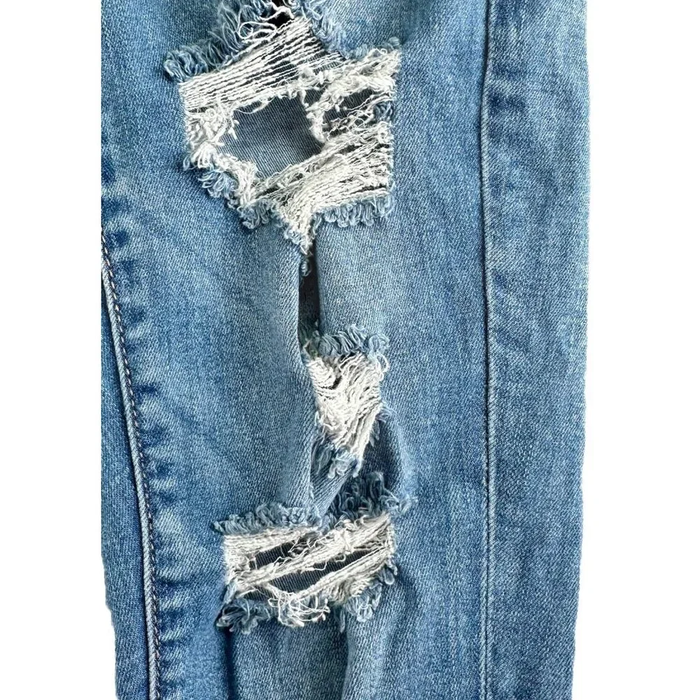 American Eagle Jegging Jean Womens Sz 4S Lt Wash Raw Hem Stretch Distressed Boho